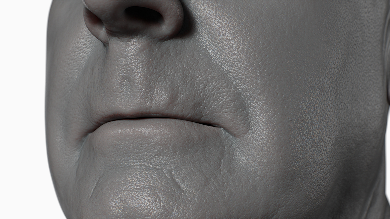 High resolution skin displacement maps